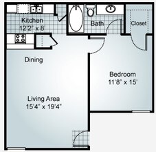 1 Bedroom 1 Bath 256 floor plan